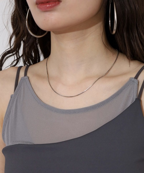 FUNALIVE（ファンアライブ）の「カップ付きシアーレイヤードキャミソール（キャミソール・レディース・ブラック/チャコール/オフホワイト・M）」の17枚目の写真