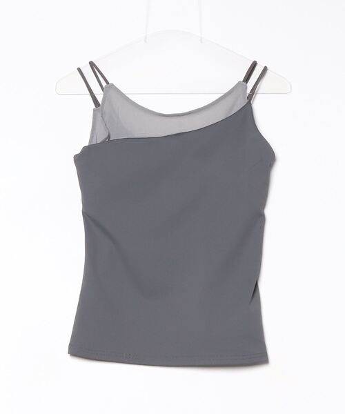 FUNALIVE（ファンアライブ）の「カップ付きシアーレイヤードキャミソール（キャミソール・レディース・ブラック/チャコール/オフホワイト・M）」の20枚目の写真