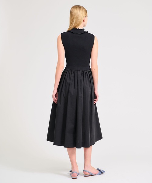 ESTNATION（エストネーション）の「ESTNATION / リブネックフリル タイプライターワンピース《EXCLUSIVE》（ワンピース・レディース・ブラック/ネイビー・FREE）」の5枚目の写真