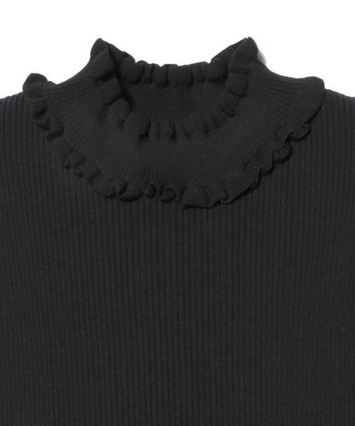 ESTNATION（エストネーション）の「ESTNATION / リブネックフリル タイプライターワンピース《EXCLUSIVE》（ワンピース・レディース・ブラック/ネイビー・FREE）」の7枚目の写真