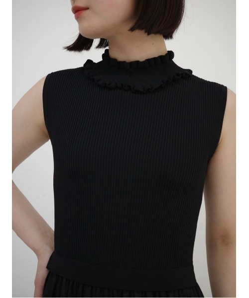 ESTNATION（エストネーション）の「ESTNATION / リブネックフリル タイプライターワンピース《EXCLUSIVE》（ワンピース・レディース・ブラック/ネイビー・FREE）」の8枚目の写真