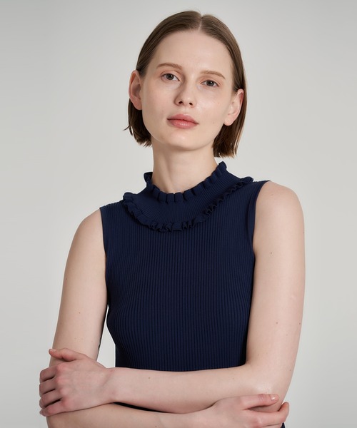 ESTNATION（エストネーション）の「ESTNATION / リブネックフリル タイプライターワンピース《EXCLUSIVE》（ワンピース・レディース・ブラック/ネイビー・FREE）」の13枚目の写真