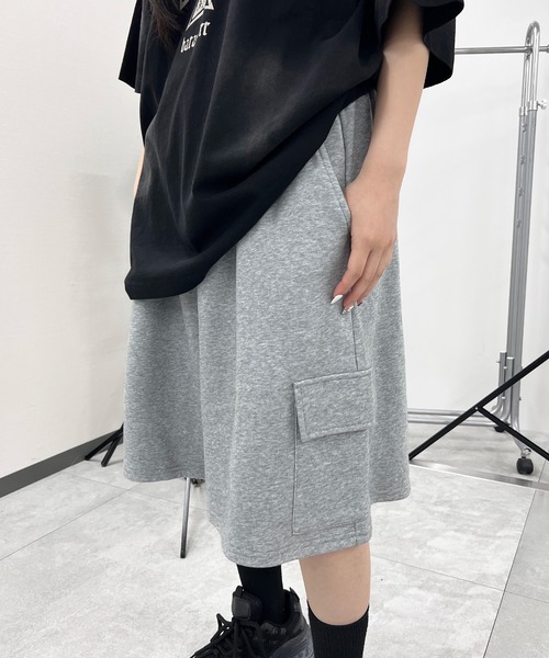 Figments（フィグメンツ）の「スウェットカーゴハーフパンツ（スウェットパンツ・レディース・杢グレー/ブラック・FREE）」の5枚目の写真