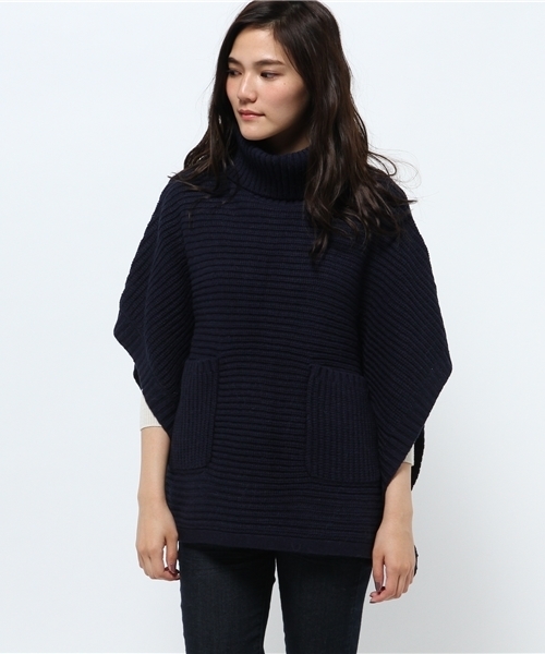 LBC(エルビーシー)の「アクリルウールバルキーポンチョ (ニット/セーター・レディース・ネイビー/ベージュ/アッシュグレー・MEDIUM)」の14枚目の写真