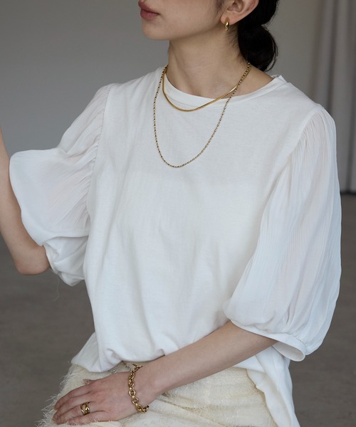 each(イーチ)の「袖プリーツ5分袖パフスリーブTシャツ(Tシャツ/カットソー・レディース・ブラック/ピンク/ホワイト・FREE)」の16枚目の写真