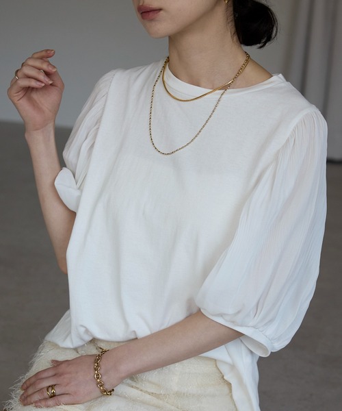 each(イーチ)の「袖プリーツ5分袖パフスリーブTシャツ(Tシャツ/カットソー・レディース・ブラック/ピンク/ホワイト・FREE)」の17枚目の写真