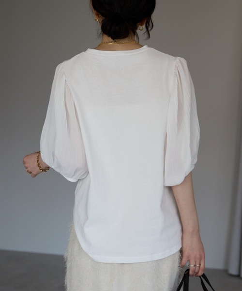 each(イーチ)の「袖プリーツ5分袖パフスリーブTシャツ(Tシャツ/カットソー・レディース・ブラック/ピンク/ホワイト・FREE)」の19枚目の写真