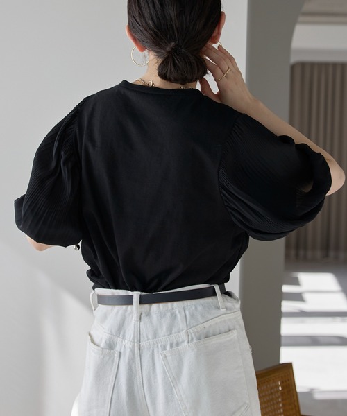 each(イーチ)の「袖プリーツ5分袖パフスリーブTシャツ(Tシャツ/カットソー・レディース・ブラック/ピンク/ホワイト・FREE)」の9枚目の写真