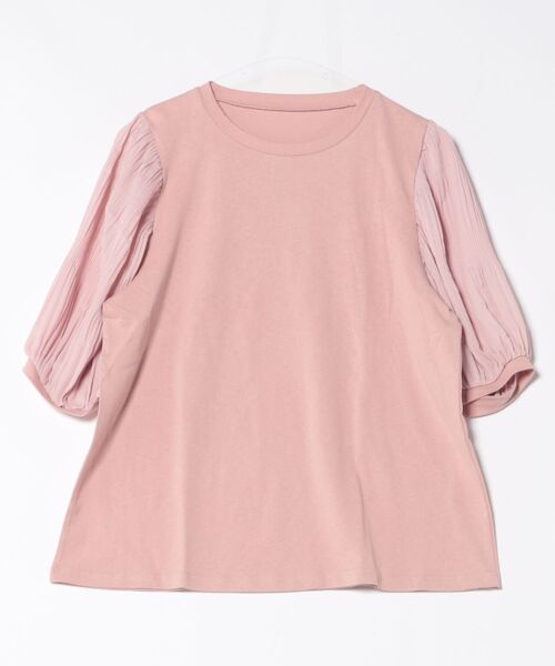 セール】袖プリーツ5分袖パフスリーブTシャツ（Tシャツ