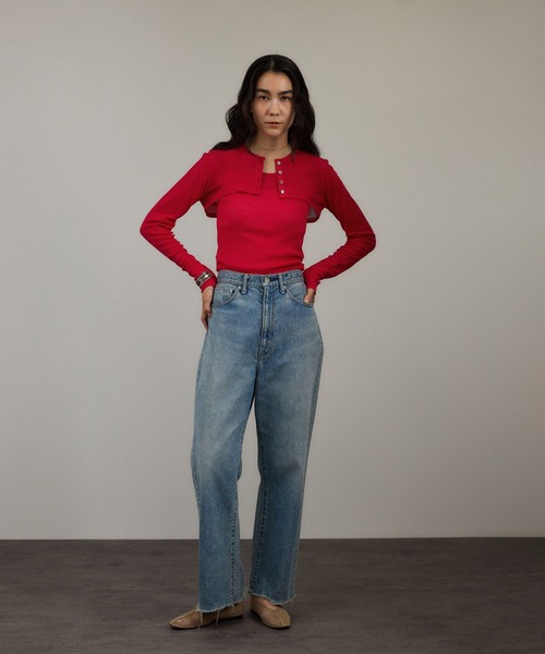 SALON adam et rope'(サロン アダム エ ロペ)の「nu=layerショート丈カーディガン(カーディガン/ボレロ・レディース・ホワイト/レッド/ブラック・FREE)」の8枚目の写真