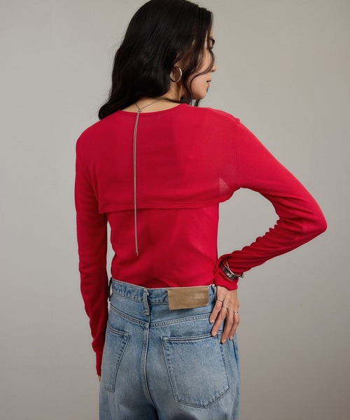 SALON adam et rope'(サロン アダム エ ロペ)の「nu=layerショート丈カーディガン(カーディガン/ボレロ・レディース・ホワイト/レッド/ブラック・FREE)」の17枚目の写真