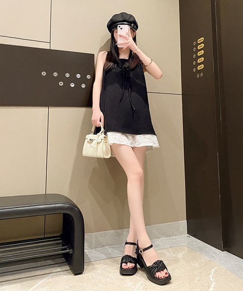 Miniministore(ミニミニストア)の「太ヒールサンダル レディース リボン風(サンダル・レディース・ブラック/アイボリー・22.5cm/23.5cm/24.5cm/23.0cm/24.0cm/25.0cm)」の15枚目の写真