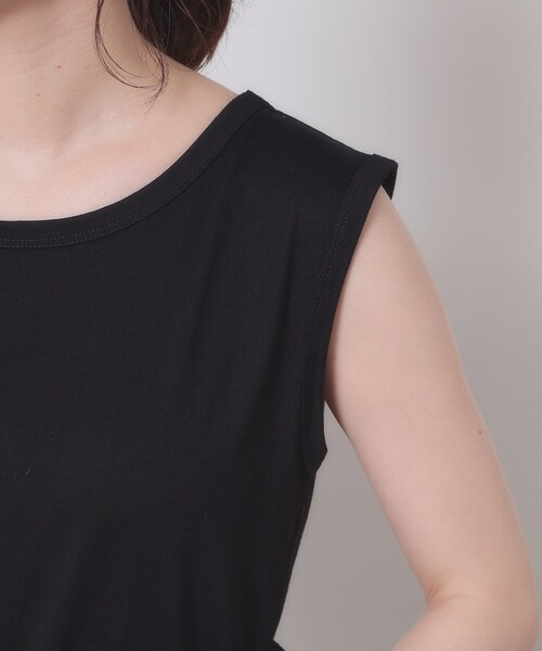 ITS'DEMO（イッツデモ）の「【ウエストゴム／洗濯機OK】異素材コンビワンピース（ワンピース・レディース・オフホワイト/ブラウン系/ブラック・00）」の7枚目の写真