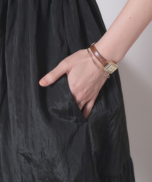 ITS'DEMO（イッツデモ）の「【ウエストゴム／洗濯機OK】異素材コンビワンピース（ワンピース・レディース・オフホワイト/ブラウン系/ブラック・00）」の8枚目の写真