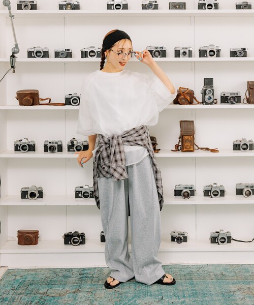 セール】<接触冷感> サマー ボンディング カーブワイドパンツ/イージー