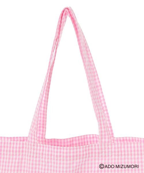 ボールアンドチェーン　水森亜土　女の子と自転車のイラスト入り ピンクトートバッグ ボールアンドチェーン 水森亜土 女の子と自転車のイラスト入り ピンク