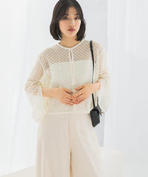 URBAN RESEARCH ROSSO WOMEN(アーバンリサーチ ロッソ)の「メッシュレーストップス(その他トップス・レディース・ブラック/オフホワイト・FREE)」の3枚目の写真