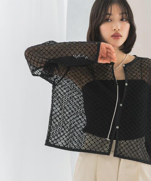 URBAN RESEARCH ROSSO WOMEN(アーバンリサーチ ロッソ)の「メッシュレーストップス(その他トップス・レディース・ブラック/オフホワイト・FREE)」の10枚目の写真