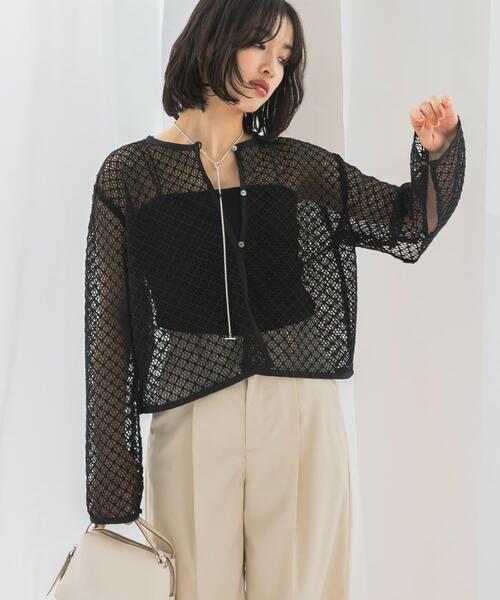 URBAN RESEARCH ROSSO WOMEN(アーバンリサーチ ロッソ)の「メッシュレーストップス(その他トップス・レディース・ブラック/オフホワイト・FREE)」の13枚目の写真