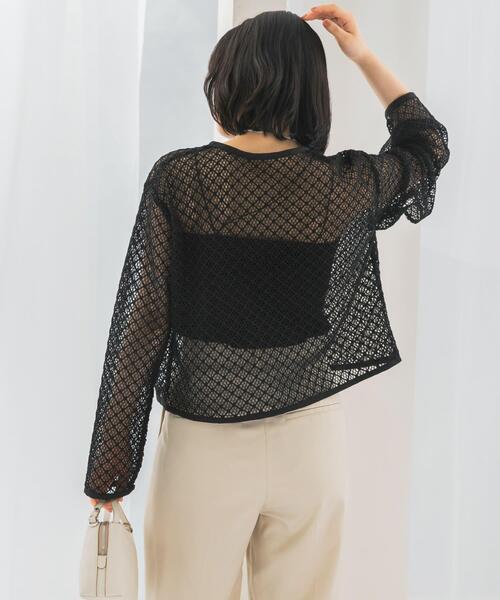 URBAN RESEARCH ROSSO WOMEN(アーバンリサーチ ロッソ)の「メッシュレーストップス(その他トップス・レディース・ブラック/オフホワイト・FREE)」の14枚目の写真
