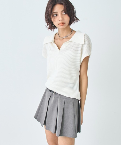 ANAP(アナップ)の「ノースリーブ サマー ニット ポロ トップス(ニット/セーター・レディース・ブルー/ミント/オレンジ/ホワイト・FREE)」の22枚目の写真