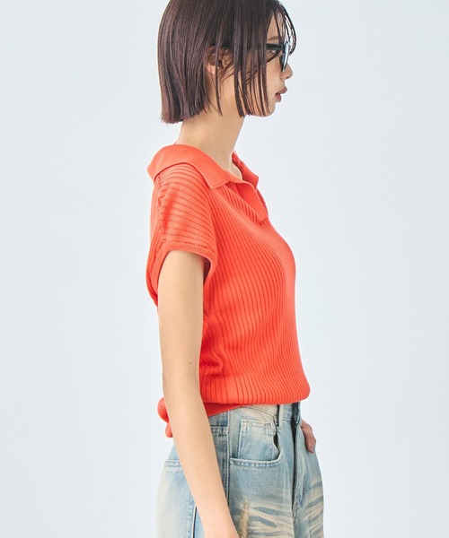 ANAP(アナップ)の「ノースリーブ サマー ニット ポロ トップス(ニット/セーター・レディース・ブルー/ミント/オレンジ/ホワイト・FREE)」の11枚目の写真