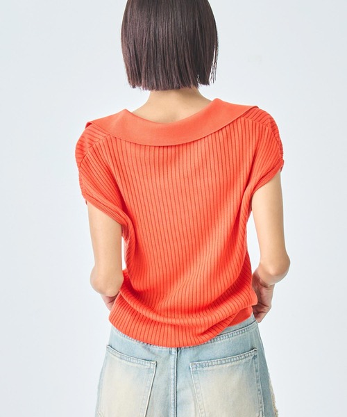 ANAP(アナップ)の「ノースリーブ サマー ニット ポロ トップス(ニット/セーター・レディース・ブルー/ミント/オレンジ/ホワイト・FREE)」の12枚目の写真