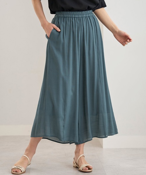 BELLUNA PLUS(ベルーナ)の「スラブ素材ポケット付ガウチョパンツ48丈(その他パンツ・レディース・ネイビー/オリーブ/ターコイズブルー・SMALL/LARGE/MEDIUM/X-LARGE)」の3枚目の写真