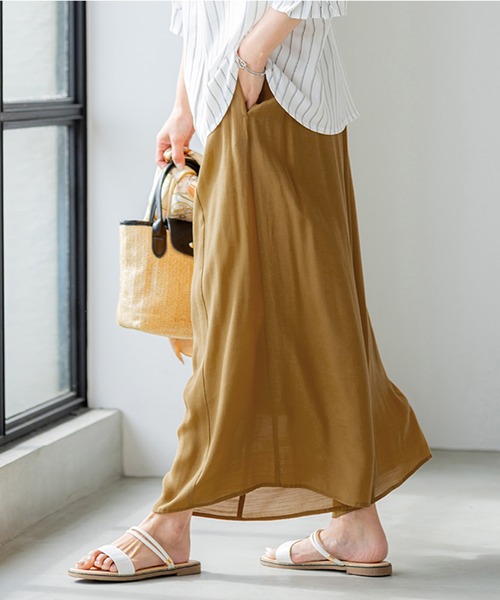 BELLUNA PLUS(ベルーナ)の「スラブ素材ポケット付ガウチョパンツ48丈(その他パンツ・レディース・ネイビー/オリーブ/ターコイズブルー・SMALL/LARGE/MEDIUM/X-LARGE)」の12枚目の写真