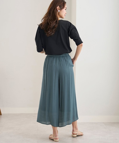 BELLUNA PLUS(ベルーナ)の「スラブ素材ポケット付ガウチョパンツ48丈(その他パンツ・レディース・ネイビー/オリーブ/ターコイズブルー・SMALL/LARGE/MEDIUM/X-LARGE)」の6枚目の写真