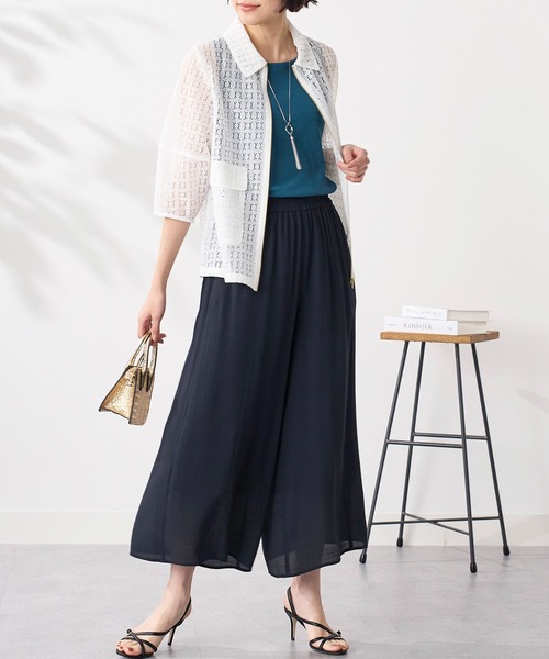 BELLUNA PLUS(ベルーナ)の「スラブ素材ポケット付ガウチョパンツ48丈(その他パンツ・レディース・ネイビー/オリーブ/ターコイズブルー・SMALL/LARGE/MEDIUM/X-LARGE)」の20枚目の写真