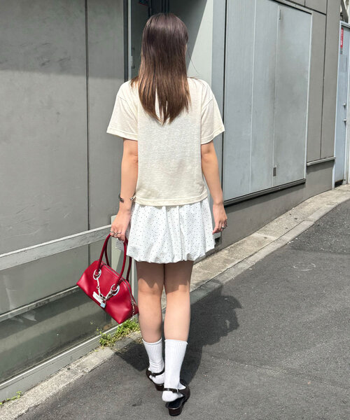 CIAOPANIC（チャオパニック）の「ヴィンテージライクスラブTee（Tシャツ/カットソー・レディース・オレンジ/アイボリー/チャコールグレー・ONE SIZE）」の4枚目の写真