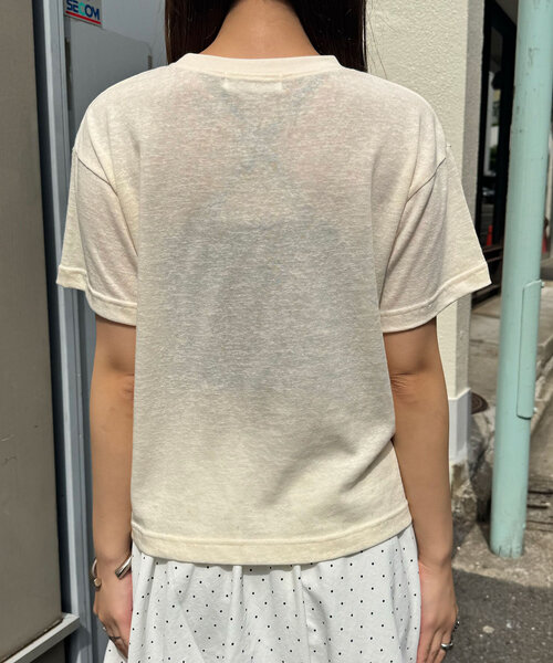 CIAOPANIC（チャオパニック）の「ヴィンテージライクスラブTee（Tシャツ/カットソー・レディース・オレンジ/アイボリー/チャコールグレー・ONE SIZE）」の7枚目の写真