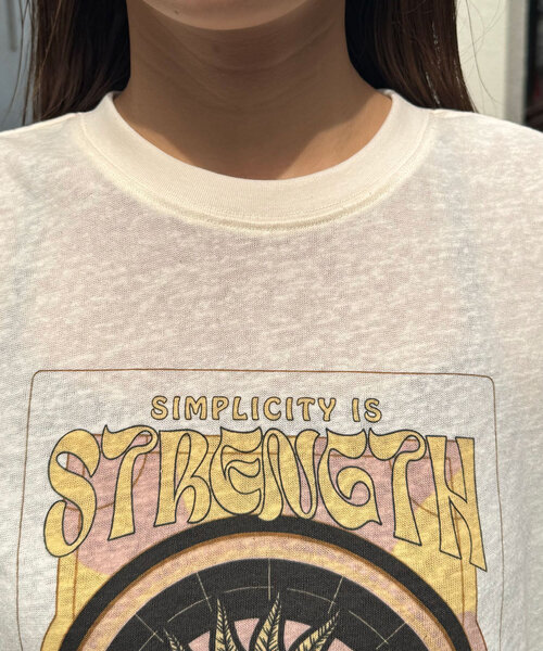 CIAOPANIC（チャオパニック）の「ヴィンテージライクスラブTee（Tシャツ/カットソー・レディース・オレンジ/アイボリー/チャコールグレー・ONE SIZE）」の8枚目の写真