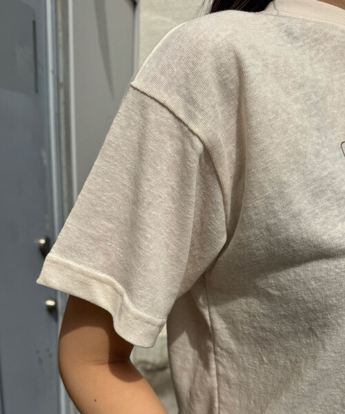 CIAOPANIC（チャオパニック）の「ヴィンテージライクスラブTee（Tシャツ/カットソー・レディース・オレンジ/アイボリー/チャコールグレー・ONE SIZE）」の9枚目の写真