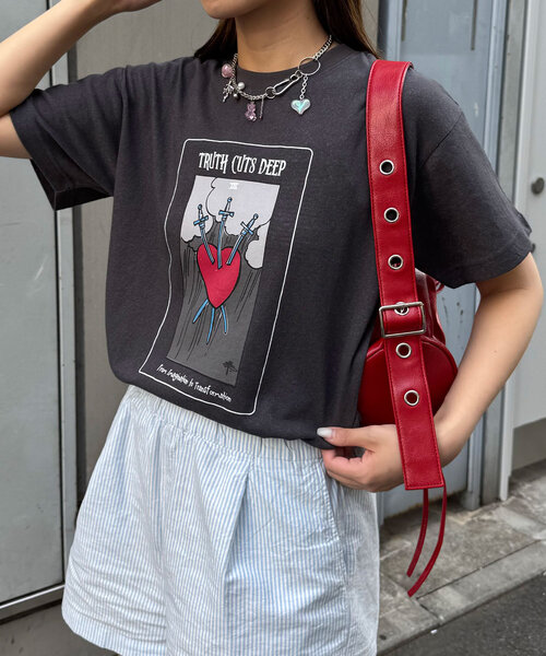 CIAOPANIC（チャオパニック）の「ヴィンテージライクスラブTee（Tシャツ/カットソー・レディース・オレンジ/アイボリー/チャコールグレー・ONE SIZE）」の14枚目の写真