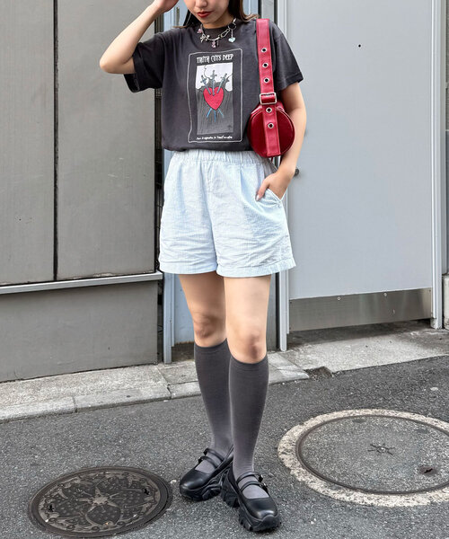 CIAOPANIC（チャオパニック）の「ヴィンテージライクスラブTee（Tシャツ/カットソー・レディース・オレンジ/アイボリー/チャコールグレー・ONE SIZE）」の15枚目の写真