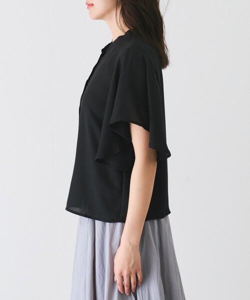 Jayro(ジャイロ)の「シフォンジョーゼット袖フリルブラウス(シャツ/ブラウス・レディース・ブラック系その他/ホワイト系その他2/オフホワイト/ブラック/サックスブルー/ホワイト系その他/ピンク系その他2・M)」の12枚目の写真