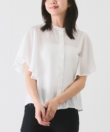 シフォンジョーゼット袖フリルブラウス