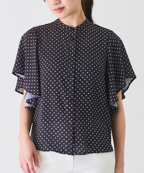 Jayro(ジャイロ)の「シフォンジョーゼット袖フリルブラウス(シャツ/ブラウス・レディース・ブラック系その他/ホワイト系その他2/オフホワイト/ブラック/サックスブルー/ホワイト系その他/ピンク系その他2・M)」の6枚目の写真