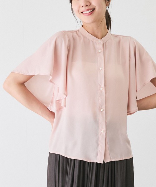 Jayro(ジャイロ)の「シフォンジョーゼット袖フリルブラウス(シャツ/ブラウス・レディース・ブラック系その他/ホワイト系その他2/オフホワイト/ブラック/サックスブルー/ホワイト系その他/ピンク系その他2・M)」の7枚目の写真