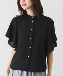 シフォンジョーゼット袖フリルブラウス