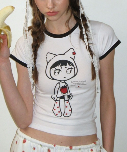 CRANK（クランク）の「CRANK／RINGER T（Tシャツ/カットソー・レディース・ピンク/ブラック・FREE）」の18枚目の写真