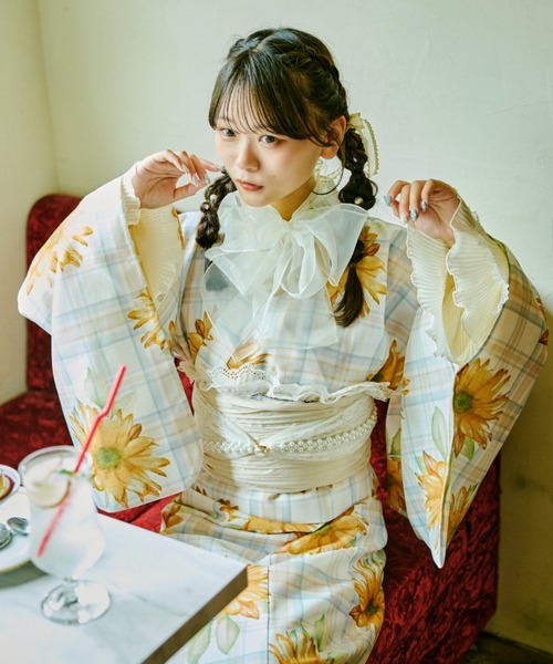 【クティールとレトロ】2WAY 浴衣セット ひまわり セール】【クティールとレトロ】2WAY 浴衣セット（浴衣）｜kutir