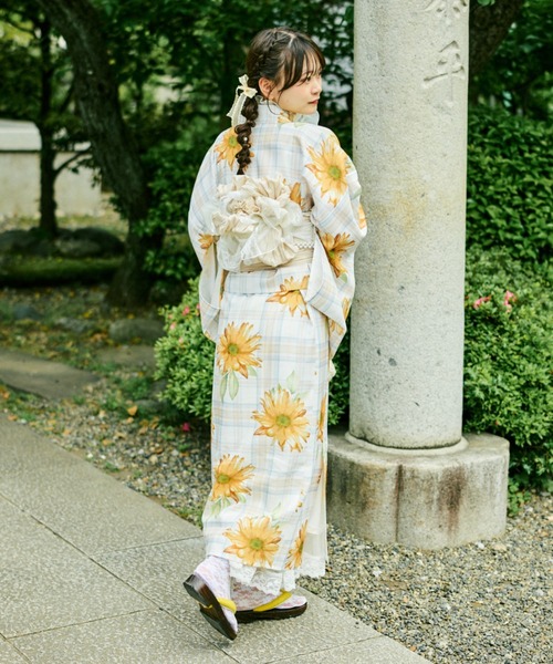 【クティールとレトロ】2WAY 浴衣セット ひまわり セール】【クティールとレトロ】2WAY 浴衣セット（浴衣）｜kutir