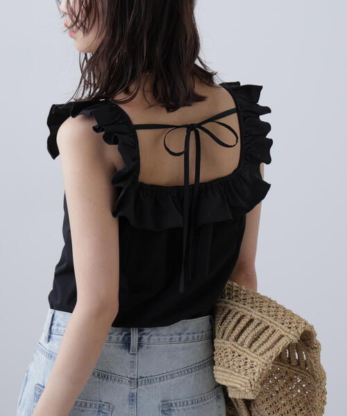 FREE'S MART（フリーズマート）の「◆［ＭＦＭ］フリルリボンドッキングカットソー（Tシャツ/カットソー・レディース・ブラック/ホワイト/ピンク・FREE）」の9枚目の写真