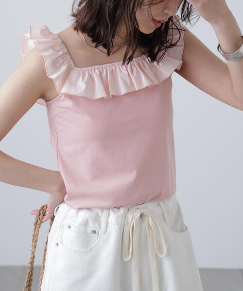 FREE'S MART（フリーズマート）の「◆［ＭＦＭ］フリルリボンドッキングカットソー（Tシャツ/カットソー・レディース・ブラック/ホワイト/ピンク・FREE）」の16枚目の写真