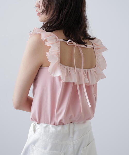 FREE'S MART（フリーズマート）の「◆［ＭＦＭ］フリルリボンドッキングカットソー（Tシャツ/カットソー・レディース・ブラック/ホワイト/ピンク・FREE）」の15枚目の写真