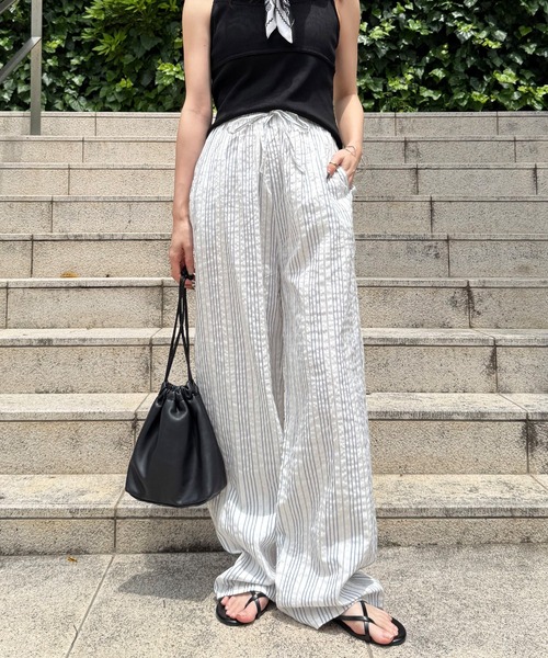 ISOOK / アイスー】リラックスサッカーストライプパンツ / ストレート