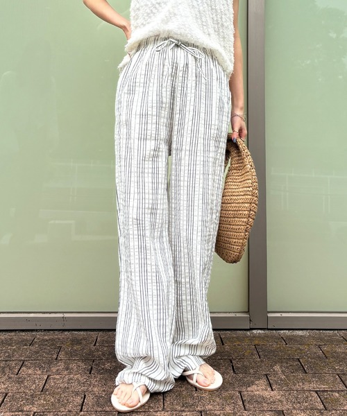 新着【Sea NEW YORK】暑い日も◎ アイレット イージー パンツ セール】【ISOOK / アイスー】リラックスサッカーストライプ
